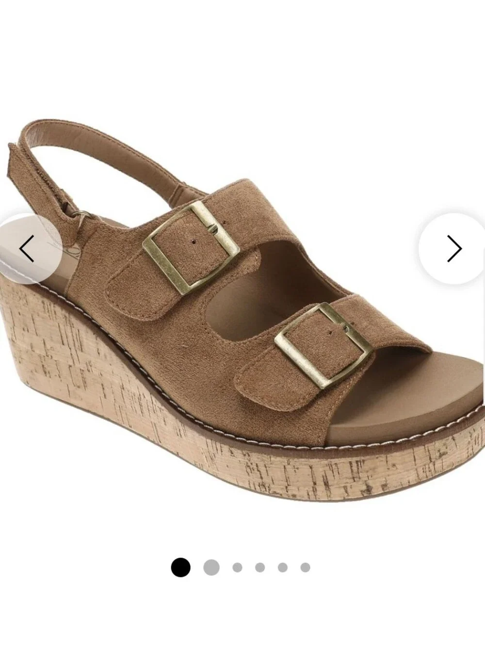 Corkys My 2 Cents Brown Tobacco Suede Cork Wedge Sandals with Buckles